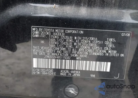 2008 Toyota Rav4 z USA, uszkodzony, nr VIN JTMZD33V485115042